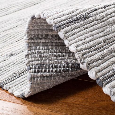 SAFAVIEH Rag Rug Collection Runner Rug - 2'3" x 14', Grey, Handmade Boho Stripe Cotton, Ideal for High Traffic Areas in Living Room, Bedroom (RAR121A) in Saudi Arabia