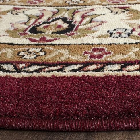 سجادة منطقة SAFAVIEH Lyndhurst - مستديرة 5'3 بوصة، أحمر وعاجي، تصميم شرقي تقليدي، لا يتساقط ويسهل العناية بها، مثالية للمناطق ذات الحركة العالية في غرفة المعيشة وغرفة النوم (LNH329C) in Saudi Arabia