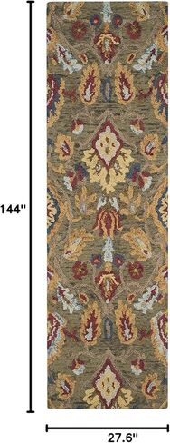 SAFAVIEH Blossom Collection Runner Rug - 2'3" x 12', Green & Multi, Handmade Wool, Ideal for High Traffic Areas in Living Room, Bedroom (BLM402B) in Saudi Arabia