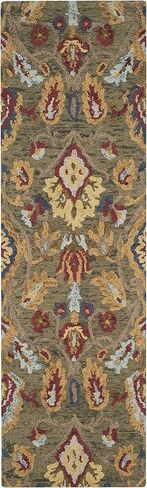 SAFAVIEH Blossom Collection Runner Rug - 2'3" x 12', Green & Multi, Handmade Wool, Ideal for High Traffic Areas in Living Room, Bedroom (BLM402B) in Saudi Arabia