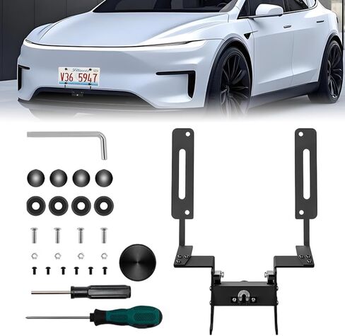 2025 2026 Tesla Model Y Juniper Lockable No-Drill Front License Plate Holder, Anti-Theft License Plate Bracket Mount, No Adhesive, No Camera Block, Compatible with Model Y Accessories in Kuwait