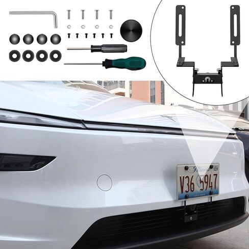 2025 2026 Tesla Model Y Juniper Lockable No-Drill Front License Plate Holder, Anti-Theft License Plate Bracket Mount, No Adhesive, No Camera Block, Compatible with Model Y Accessories in Kuwait