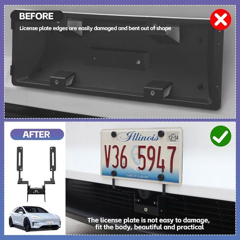 2025 2026 Tesla Model Y Juniper Lockable No-Drill Front License Plate Holder, Anti-Theft License Plate Bracket Mount, No Adhesive, No Camera Block, Compatible with Model Y Accessories in Kuwait