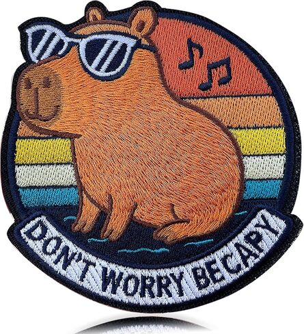 Chill Capybara Morale Patch – “Don’t Worry Be Capy" Funny 3" Embroidered Animal Patch with Sunglasses, Hook & Loop Backing for Backpacks, Jackets, Dog Vests, Tactical Gear & Patch Walls in Kuwait