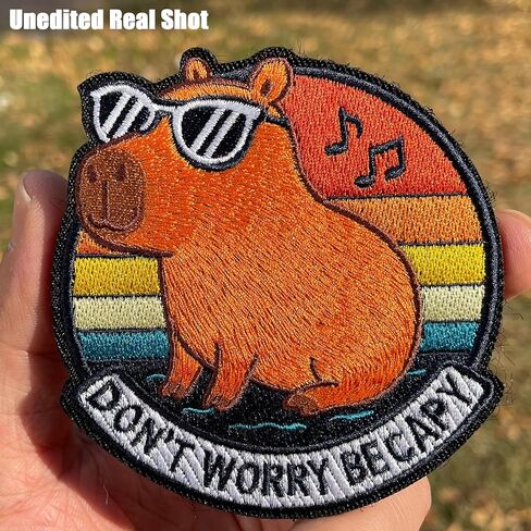 Chill Capybara Morale Patch – “Don’t Worry Be Capy" Funny 3" Embroidered Animal Patch with Sunglasses, Hook & Loop Backing for Backpacks, Jackets, Dog Vests, Tactical Gear & Patch Walls in Kuwait