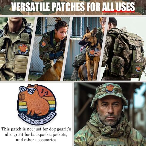 Chill Capybara Morale Patch – “Don’t Worry Be Capy" Funny 3" Embroidered Animal Patch with Sunglasses, Hook & Loop Backing for Backpacks, Jackets, Dog Vests, Tactical Gear & Patch Walls in Kuwait