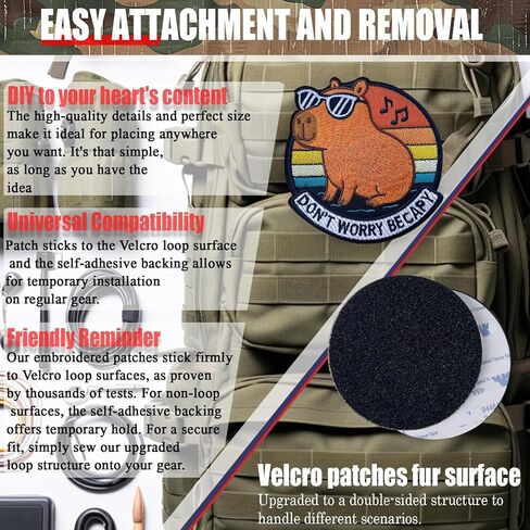 Chill Capybara Morale Patch – “Don’t Worry Be Capy" Funny 3" Embroidered Animal Patch with Sunglasses, Hook & Loop Backing for Backpacks, Jackets, Dog Vests, Tactical Gear & Patch Walls in Kuwait