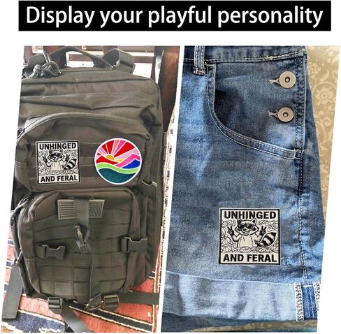 Funny Hook and Loop Embroidered Unhinged and Feral Patch Embroidered Badge Patch Hook and Loop Backing Unhinged and Feral Cute Animal Embroidery Patch for Backpacks, Hats, Bags,Dog Harness, Vests in Kuwait