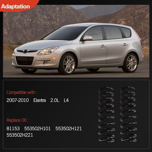 Rear Left & Right Suspension Coil Spring Set Compatible with Ela-ntra 2007 2008 2009 2010 L4 2.0L, Replace# 81153 553502H101 553502H121 553502H221 2PCS in Kuwait