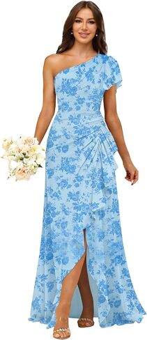 فساتين وصيفة العروس بكتف واحد من ForElise للنساء من الشيفون والكشكشة حورية البحر فستان سهرة رسمي in Kuwait