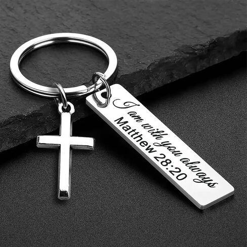 Let God Lead Faith Cross Stainless Steel Keychain, Christian Religious Key Chain Ring Purse Bag Backpack Charm Daily Gift in Saudi Arabia