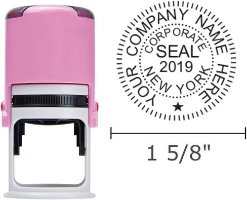 Corporate Seal Stamp, Round 1-5/8" Impression, Unique Body (Pink) in Saudi Arabia