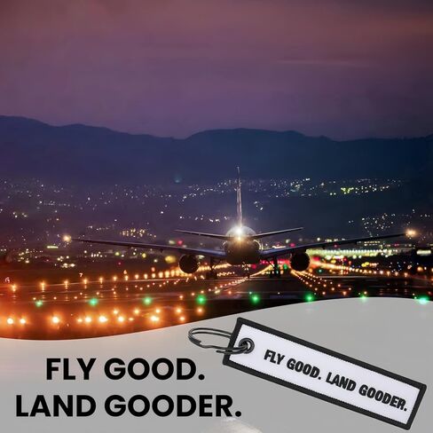 Fly Good Land Gooder Embroidered Pilot Keychain Tag – Aviation Gifts for Pilots, Flight Attendants & Plane Lovers – Polyester Airplane Keychain for Backpack or Keys, Funny Stocking Stuffer Gift in Saudi Arabia