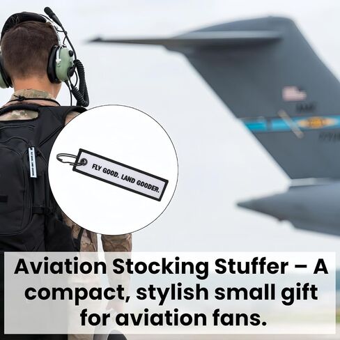 Fly Good Land Gooder Embroidered Pilot Keychain Tag – Aviation Gifts for Pilots, Flight Attendants & Plane Lovers – Polyester Airplane Keychain for Backpack or Keys, Funny Stocking Stuffer Gift in Saudi Arabia