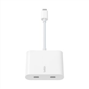 Belkin Connect USB-C™ to Dual-Port USB-C Adapter, Hub Dongle with 2 USB-C 3.2 Gen2 Ports & 100W PD with Max 10Gbps High Speed Data Transfer for MacBook, iPad, Chromebook, PC, and More - White
