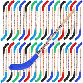 36 Pieces Hockey Pencils and Erasers Hockey Pencils for Kids Hockey Stick Pencils Field Hockey Party Decorations Hockey Sports Themed Party Favors for Students Sports Fans Reward Gifts, 8.7 Inch