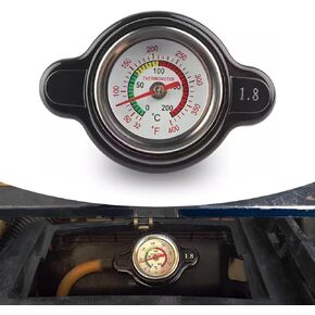 1 PC Car High-pressure Radiator Cap, 1.8 Bar Water Tank Cover with Temperature Measurement, Universal Vehicle Anti-water Tank From Leaking Metal Fuel Tank Cap, Suitable for Cars (Black)