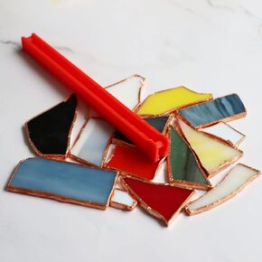 PIAOLGYI Stained Glass Copper Foiling Tool,Hand Foiler 7/32" Foil Crimper,Stained Glass Hand Foiler 7/32",Red(Glass Don't Include)