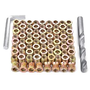 80 Pieces M8 Wood Inserts Bolt Furniture Screw in Nut Threaded Fastener Connector Hex Socket Drive for Wood Furniture Assortment (M8x20mm)