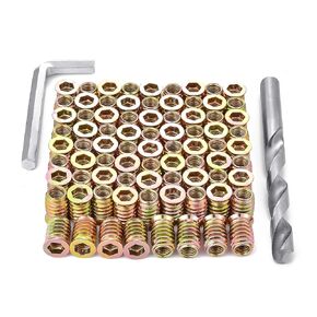 80 Pieces M8 Wood Inserts Bolt Furniture Screw in Nut Threaded Fastener Connector Hex Socket Drive for Wood Furniture Assortment (M8x20mm)