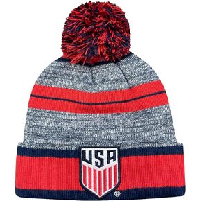 Icon Sports Offically Licensed U.S. Soccer USMNT Youth Logo Life Pom Beanie | Red