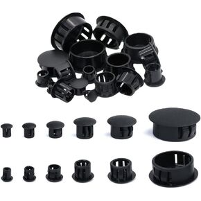 155Pcs Plugs Hole Plastic Cabinet Hole Plugs, Screw Hole Plugs Plastic Hole Cover Snap in Locking Hole Plugs for Kitchen Cabinet Furniture, 6 Sizes 3/16", 1/4", 5/16", 3/8", 1/2", 1", Black