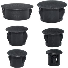 6 Sizes Nylon Plastic Hole Plug Black Srew Hole Plugs Snap in Locking Hole Tube for Furniture Cabinet Insert End Caps, 0.19"(5mm), 1/4"(6mm), 5/16"(8mm), 3/8"(10mm), 1/2"(13mm), 1"(25mm)