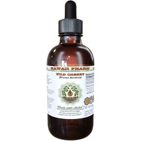 Wild Cherry Alcohol-Free Liquid Extract, Organic Wild Cherry (Prunus Serotina) Dried Bark Glycerite Natural Herbal Supplement, Hawaii Pharm, USA 2 fl.oz