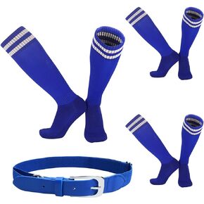 Kids Youth Baseball Socks and Belts Combo Set 3 Pair of Softball Football Training Socks for Boy Girl