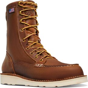 حذاء عمل Danner مقاس 8 بوصات Bull Run Moc Toe للرجال - جلد متين محبب بالكامل مع نعل خارجي عريض غير قابل للانزلاق ووسادة قدم ثلاثية الكثافة، مقاومة EH