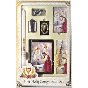 Boys Blessed Sacrament Deluxe First Communion Gift Box Set with Candle