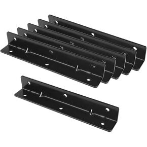 6 Pcs 7½x1⅛ inch Strong L Shape Tie Wide Corner Brace 90 Degree Carbon Steel Bar Fastener Reinforcing Garden Bed Corner Bracket Wood Furniture Fixing Mending Heavy Duty Metal Joint L Brackets