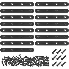15 Sets 130x20mm(5.12x0.79inch) Stainless Steel Black Straight Bracket Mending Plates for Wood Heavy Duty Flat Straight Brace Joining with Mounting Screws