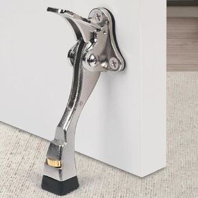 Black Kick Down Door Stoppers for Bottom of Door, Heavy Duty Kickdown Door Stop, Adjustable Door Stoppers, One Touch Kick Down Stopper (4 Inch x 1 Pack)