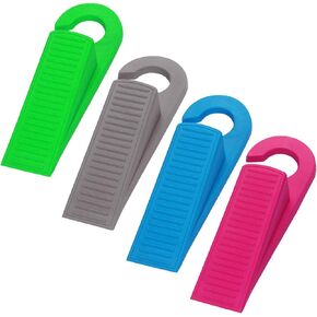 4PCS Door Stoppers Premium Rubber Hook Type Door Stoppers for Bottom of Door Stoppers Wedge Anti-Slip Heavy Duty Non-Scratching Doorstops for Concrete/Tile/Carpet/Wood Floors Easy Storage
