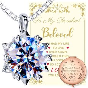 Gifts for Wife, Anniversary Gifts for Wife from Husband, Wife Birthday Gift Ideas, Eternity Jewelry Present for Wife, Best 1 Carat Moissanite Diamond Sterling Silver Necklace for Women Wife Girlfriend