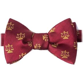 Men's 100% Silk Burgundy Legal Scales of Justice Lawyer Law Butterfly Self Tie Bow Tie