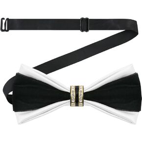 Velvet Bow Tie, Pre Tied Mens Bowtie Black Velvet Bow Ties for Tuxedo, Wedding, Party