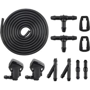 9pcs Front Windshield Washer Nozzle Kit Fit For Ford Focus Edge For Lincoln Mkx, ‎7T4Z-17603-A Windshield Washer Repair Kit, Windshield Washer Hose Connector, Windshield Sprayer Nozzle