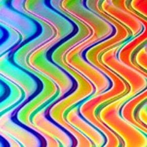 4 inch X 4 inch Dichroic Mixture Twizzle On Thin Clear Glass - 90 Coe