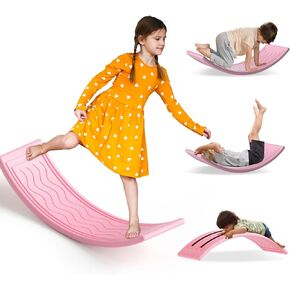 Wobble Balance Board for Kids Toddler,31 Inch Rocker Board Large Balance Trainer for Teens Adults Up to 165LBS, Montessori Open Ended Learning Toy, Exercise and Yoga Curvy Board for Office & Classroom