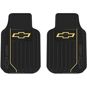 Chevy Chevrolet Elite Style 2pc Front Black Rubber Universal Car Truck Floor Mats Set