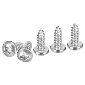 #8x2" Phillips Pan Head Self-Tapping Screw - 50Pack - Bright Finish 304 Stainless Steel Sheet Metal Screws Wood Screws