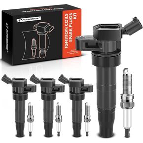 A-Premium Set of 4 Ignition Coil Pack and Iridium Spark Plugs Compatible with Hyundai Sonata 2012-2014, Santa Fe Sport 2013-2015 & Kia Optima 2011-2015, Sportage 2011-2016, 2.0L