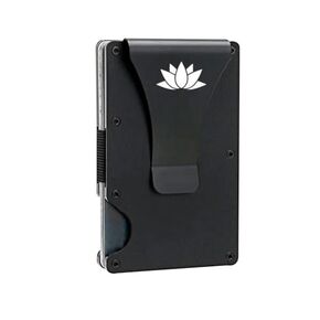 محفظة للرجال رفيعة للغاية - محفظة RFID Blocking - حامل بطاقة الائتمان - مشبك نقود (ألومنيوم، أسود)