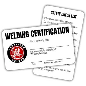 Welder Certification Cards | 5 pk 2.25x3.5" Plastic Laminated Workplace Safety Checklist Bulk Wallet Sized Welding Inspector