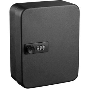20 Key Cabinet with Combination Lock and 20 Key Tags,Key Box Safe Cabinet Wall Mount,Black