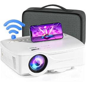 Laptop WiFi Projector computer Portable Projector 1080P 7500L Video Movie Outdoor Home Cinema HDMI Multimedia 120" Keystone Correction Compatible with Smartphone EXCEL PPT iOS Android （White）
