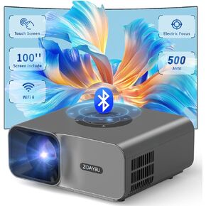 Portable Projector with Screen, Native 1080P Electric Focus Phone Projector for Home, Room Projector Compatible with HDMI/USB/PC/TV Stick/Game Console/Phone, Auto Focus & Keystone, Grey