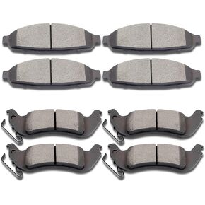 Front Rear Ceramic Brake Pads Kits 8pcs fit for 2003-2011 for Ford Crown Victoria,2003-2011 for Lincoln Town Car,2003-2011 for Mercury Grand Marquis,2003-2004 for Mercury Marauder